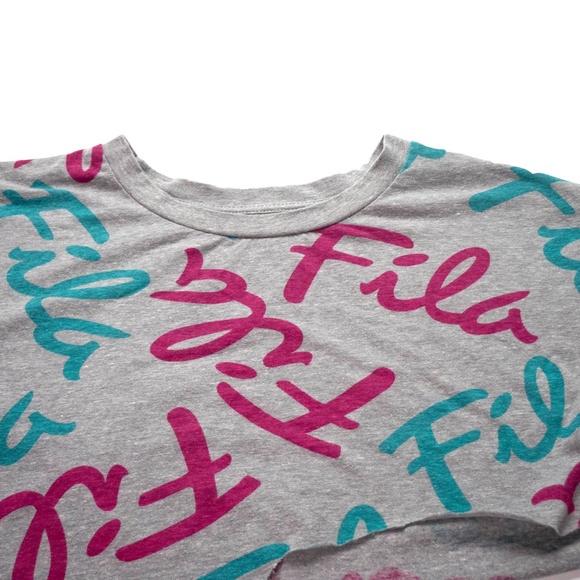 Fila Womens Size Small Big Girls Large (14/16) Grey Multicolored Crop Shirt - Picture 3 of 8